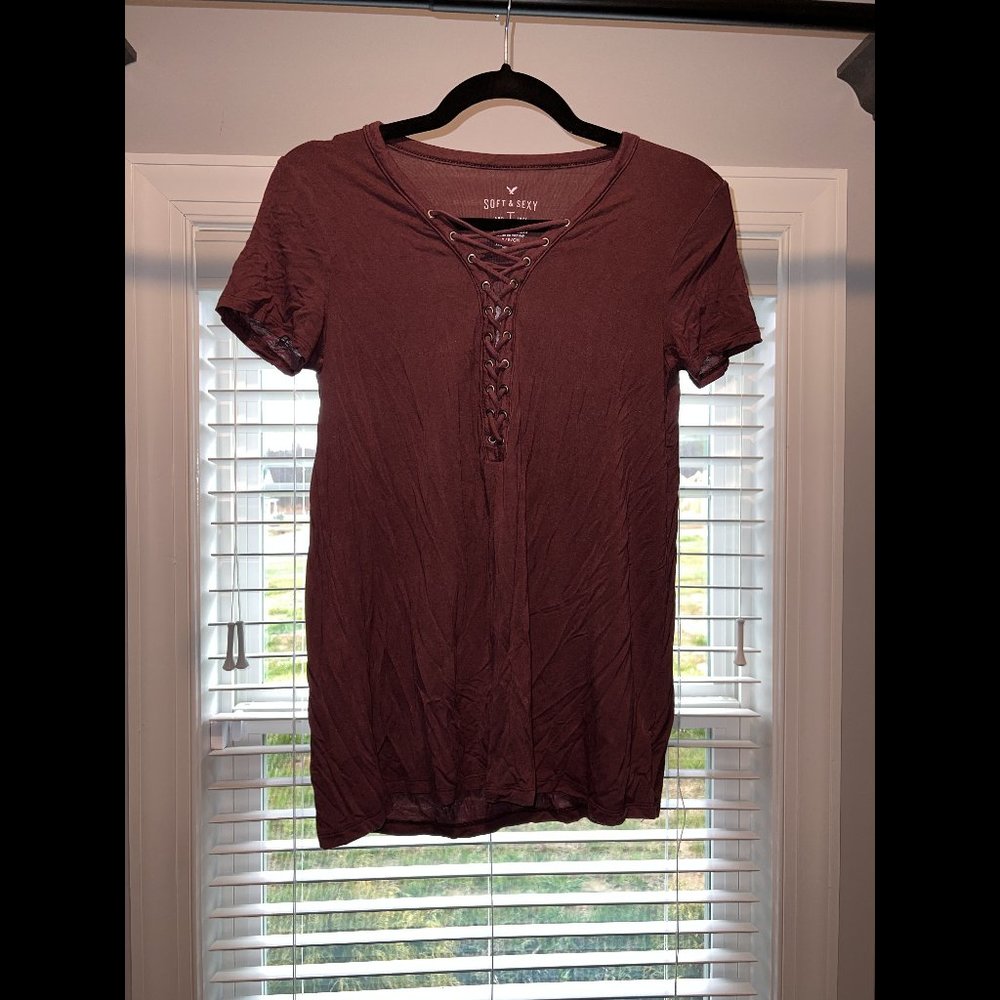 Short-sleeve Lace-Up Top